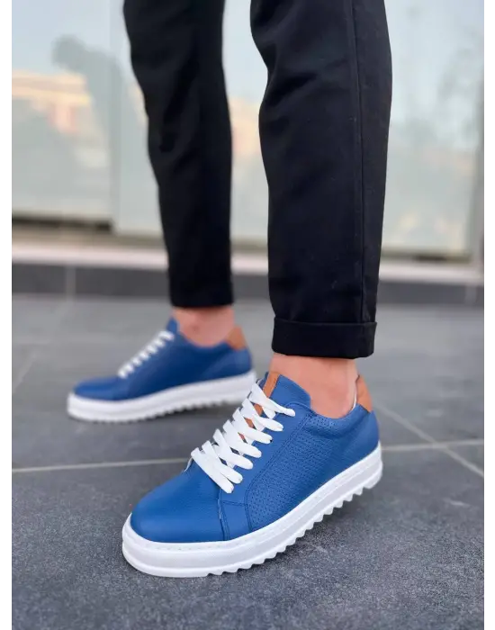 Tb-dx2 Terzi Bey Mavi Deri Günlük Erkek Ayakkabı