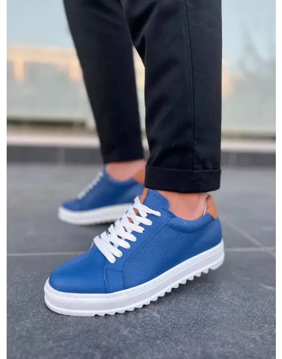 Tb-dx2 Terzi Bey Mavi Deri Günlük Erkek Ayakkabı