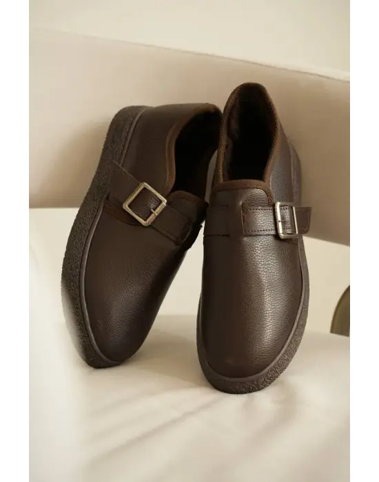 Tb-kx1 Terzi Bey Kahve Cilt Kürklü Günlük Erkek Ayakkabı