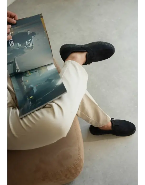 Tb-kx1 Terzi Bey Lacivert Kürklü Günlük Erkek Ayakkabı