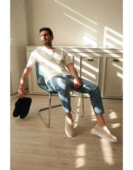 Tb-m101 Terzi Bey Bej Triko Bağcıklı Günlük Erkek Ayakkabı