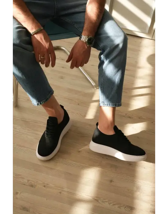 Tb-m101 Terzi Bey Siyah Triko Bağcıklı Günlük Erkek Ayakkabı