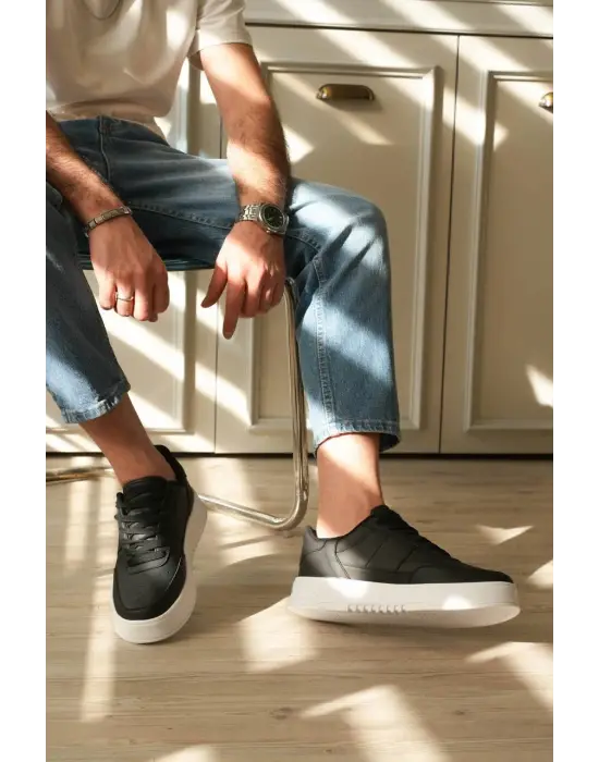 Tb-n2 Terzi Bey Siyah Cilt Bağcıklı Günlük Erkek Ayakkabı