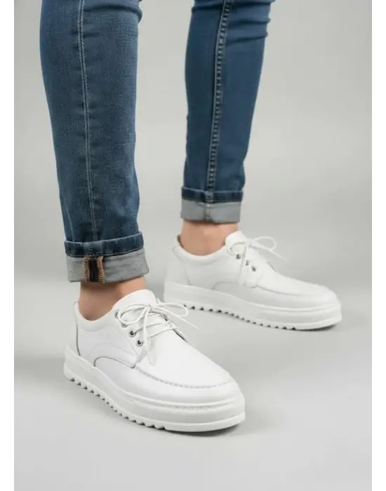 Tb-t12x Arts Bağcıklı Cilt Erkek Günlük Spor Klasik Ayakkabı Cbt - Beyaz