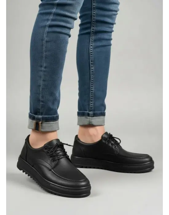 Tb-t12x Arts Bağcıklı Cilt Erkek Günlük Spor Klasik Ayakkabı Cst - Siyah