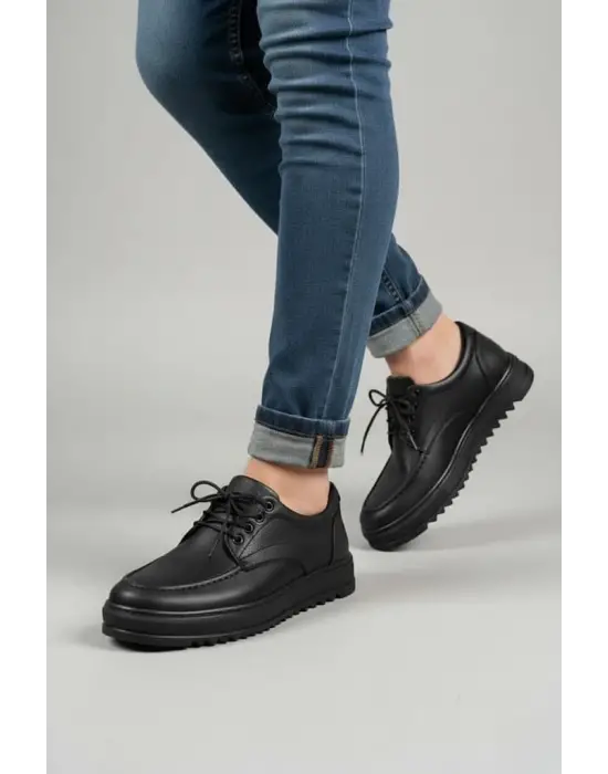 Tb-t12x Arts Bağcıklı Cilt Erkek Günlük Spor Klasik Ayakkabı Cst - Siyah