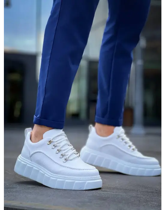 Tb-x10 Terzi Bey Beyaz Cilt  Beyaz Yüksek Taban Günlük Spor Ayakkabı
