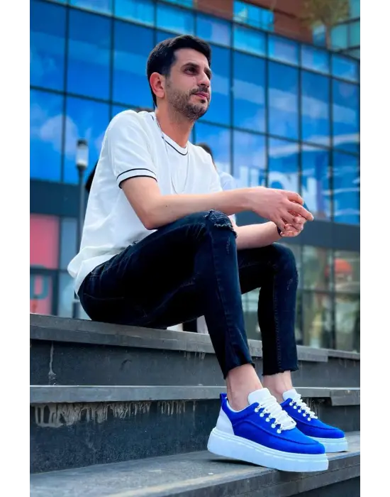 Tb-x10 Terzi Bey Sax Süet Beyaz Yüksek Taban Günlük Spor Ayakkabı