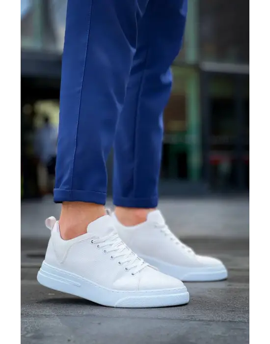Tb-x204 Terzi Bey Beyaz Keten Beyaz Yüksek Taban Günlük Erkek Spor Ayakkabı