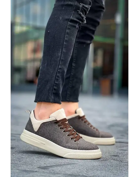 Tb-x204 Terzi Bey Taba Bej Keten Bej Yüksek Taban Günlük Erkek Spor Ayakkabı