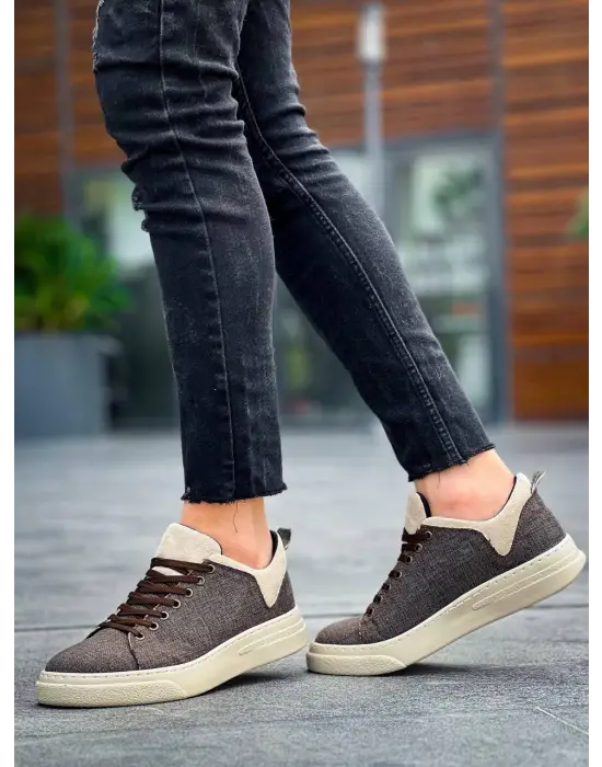 Tb-x204 Terzi Bey Taba Bej Keten Bej Yüksek Taban Günlük Erkek Spor Ayakkabı