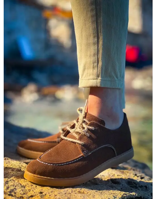 Tb-x5 Terzi Bey Kahve Süet Bağcıklı  Günlük Erkek Ayakkabı