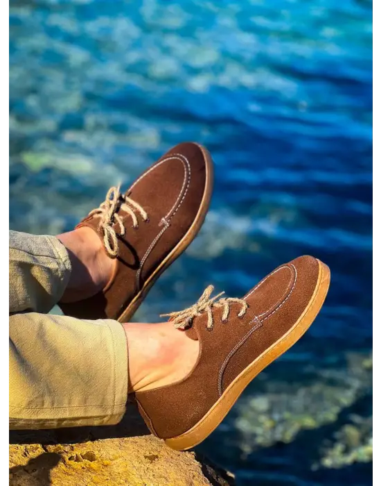 Tb-x5 Terzi Bey Kahve Süet Bağcıklı  Günlük Erkek Ayakkabı