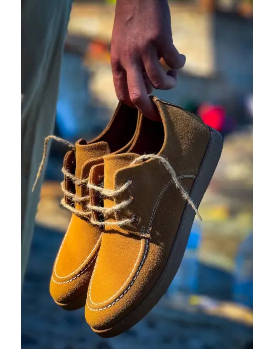 Tb-x5 Terzi Bey Taba  Süet Bağcıklı  Günlük Erkek Ayakkabı