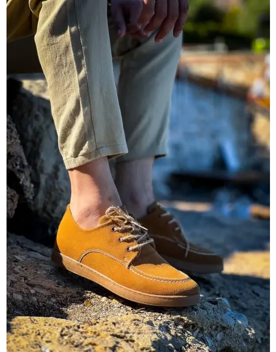 Tb-x5 Terzi Bey Taba  Süet Bağcıklı  Günlük Erkek Ayakkabı