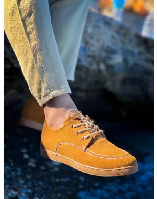 Tb-x5 Terzi Bey Taba  Süet Bağcıklı  Günlük Erkek Ayakkabı