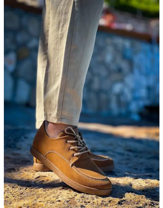 Tb-x5 Terzi Bey Taba  Süet Bağcıklı  Günlük Erkek Ayakkabı