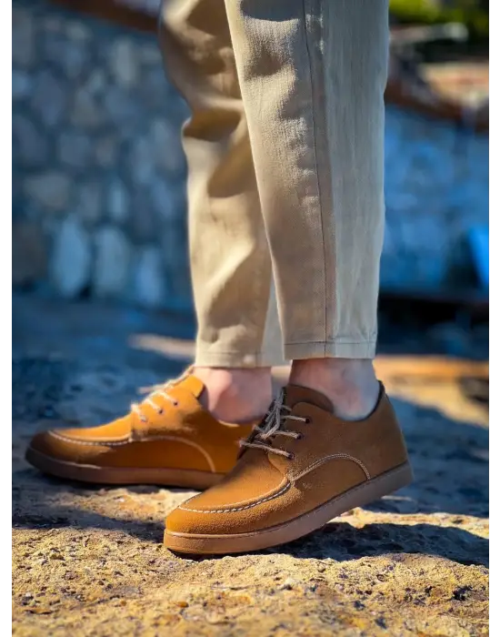 Tb-x5 Terzi Bey Taba  Süet Bağcıklı  Günlük Erkek Ayakkabı