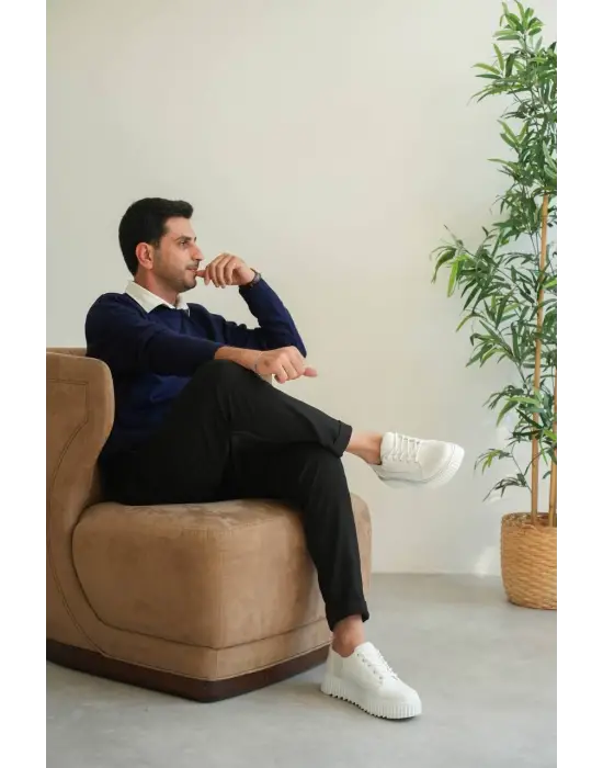 Tb-x516 Terzi Bey Beyaz Cilt Günlük Erkek Ayakkabı