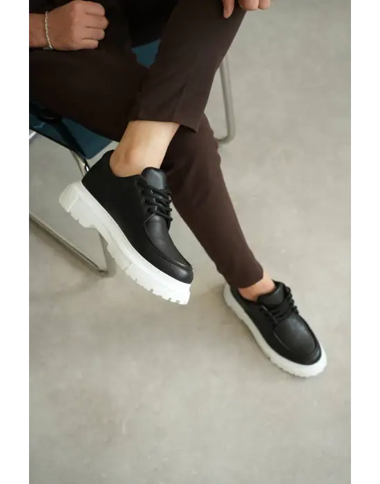 Tb-x6 Terzi Bey Siyah Cilt Günlük Erkek Ayakkabı