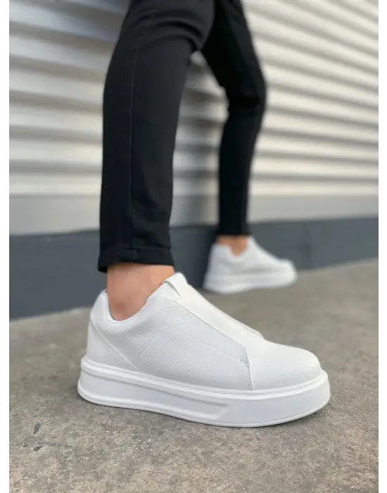 Tb007 Alba Bağcıksız Cilt Erkek Günlük Sneaker Ayakkabı Cbt Beyaz