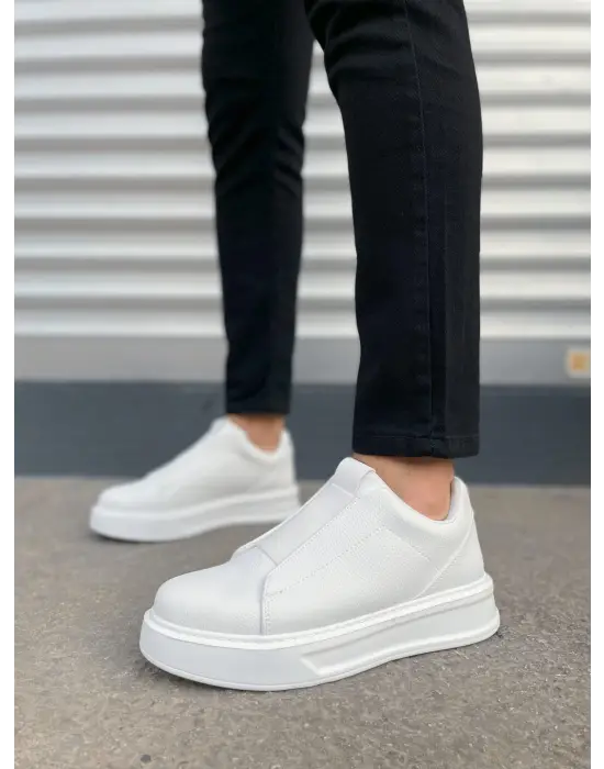 Tb007 Alba Bağcıksız Cilt Erkek Günlük Sneaker Ayakkabı Cbt Beyaz