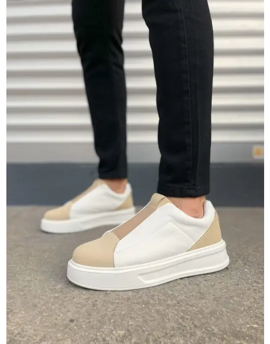 Tb007 Alba Bağcıksız Süet Cilt Erkek Günlük Sneaker Ayakkabı Scbt Bej/beyaz