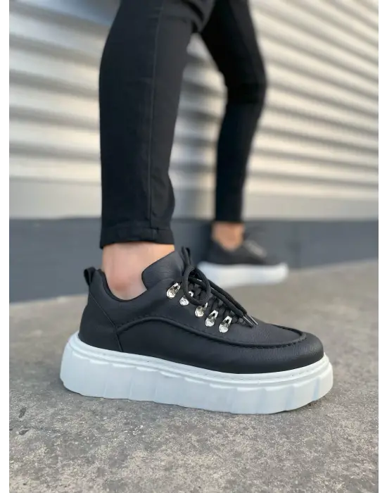 Tb010 Cloud Bağcıklı Cilt Erkek Günlük Sneaker Ayakkabı Cbt - Siyah