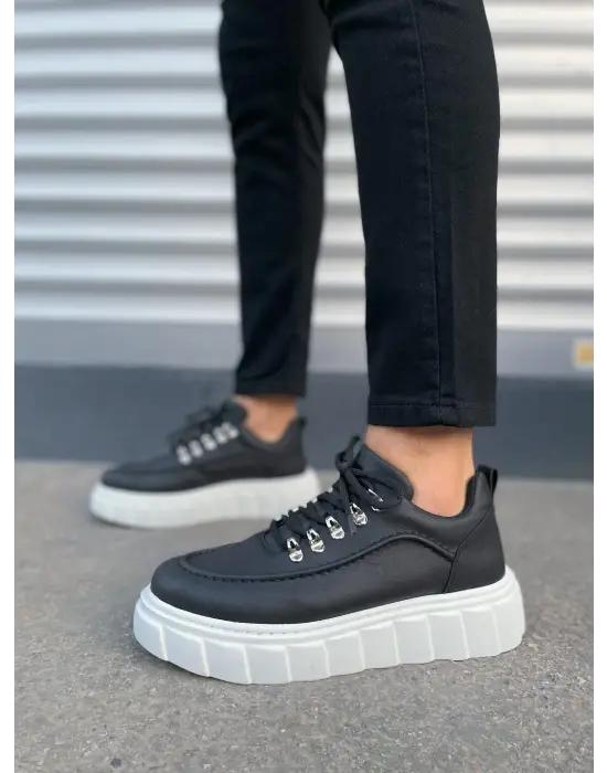 Tb010 Cloud Bağcıklı Cilt Erkek Günlük Sneaker Ayakkabı Cbt - Siyah