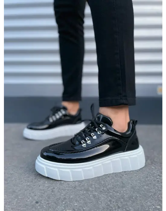 Tb010 Cloud Bağcıklı Rugan Erkek Günlük Sneaker Ayakkabı Rbt - Siyah