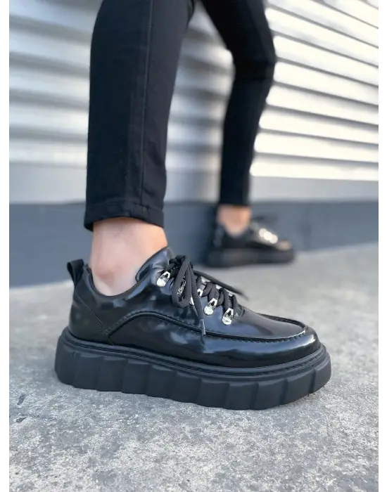 Tb010 Cloud Bağcıklı Rugan Erkek Günlük Sneaker Ayakkabı Rst - Siyah