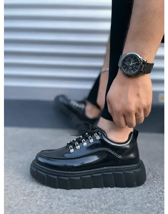Tb010 Cloud Bağcıklı Rugan Erkek Günlük Sneaker Ayakkabı Rst - Siyah