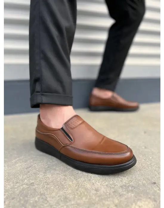 Tb0410 Classique Bağcıksız Cilt Erkek Günlük Klasik Ayakkabı Cst - Kahverengi