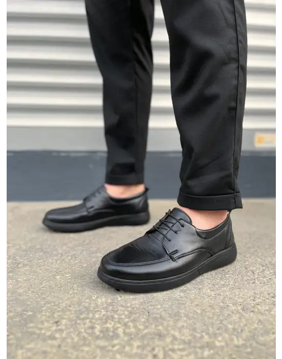 Tb0510 Clasica Bağcıklı Cilt Erkek Günlük Klasik Ayakkabı Cst - Siyah