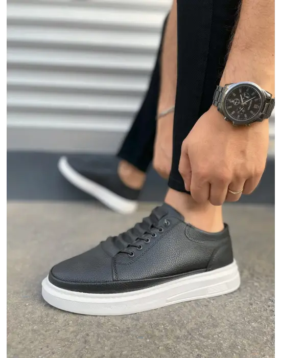 Tb0535 Prime Bağcıklı Cilt Erkek Günlük Sneaker Ayakkabı Cbt - Siyah