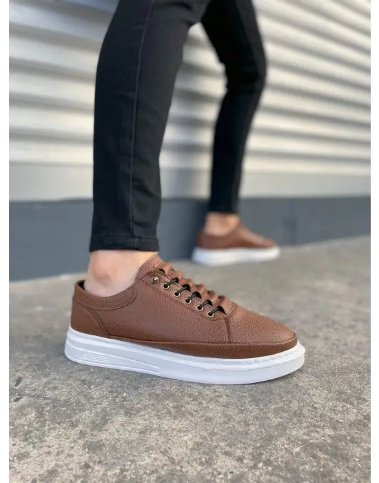 Tb0535 Prime Bağcıklı Cilt Erkek Günlük Sneaker Ayakkabı Cbt - Taba