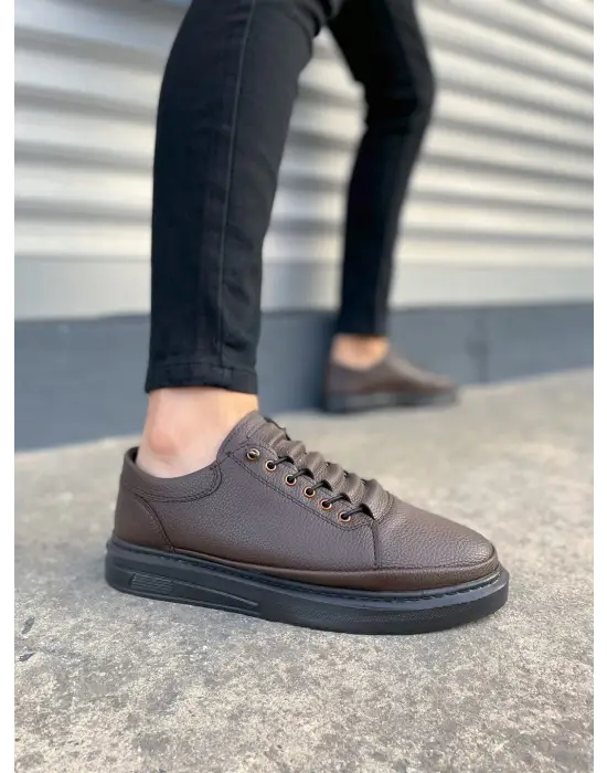 Tb0535 Prime Bağcıklı Cilt Erkek Günlük Sneaker Ayakkabı Cst - Kahverengi