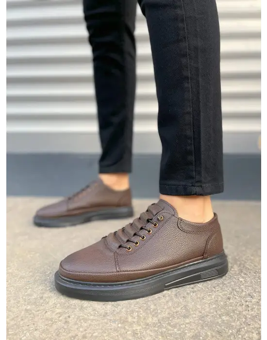 Tb0535 Prime Bağcıklı Cilt Erkek Günlük Sneaker Ayakkabı Cst - Kahverengi
