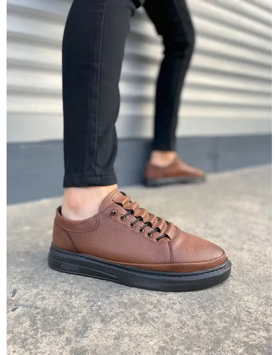 Tb0535 Prime Bağcıklı Cilt Erkek Günlük Sneaker Ayakkabı Cst - Taba