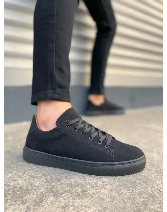 Tb122 Mode Bağcıklı Süet Erkek Günlük Sneaker Ayakkabı Sst - Siyah