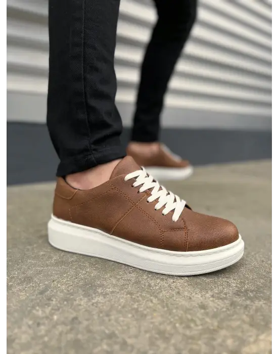 Tb151 Boost Bağcıklı Cilt Erkek Günlük Sneaker Ayakkabı Cbt - Taba