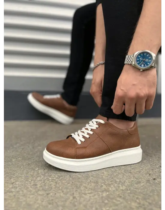 Tb151 Boost Bağcıklı Cilt Erkek Günlük Sneaker Ayakkabı Cbt - Taba