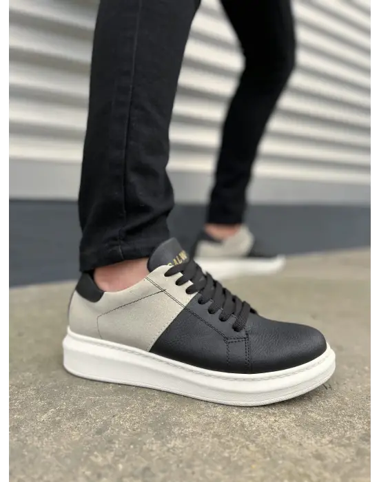 Tb151 Boost Bağcıklı Cilt Süet Erkek Günlük Sneaker Ayakkabı Csbt - Siyah/gri