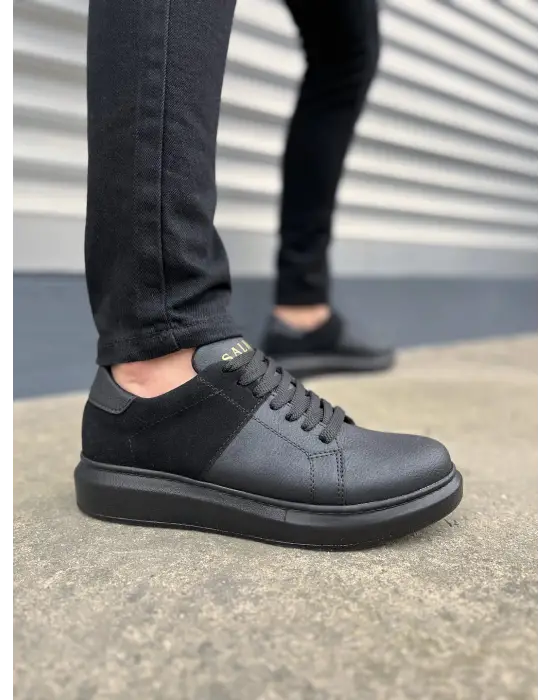 Tb151 Boost Bağcıklı Cilt Süet Erkek Günlük Sneaker Ayakkabı Csst - Siyah