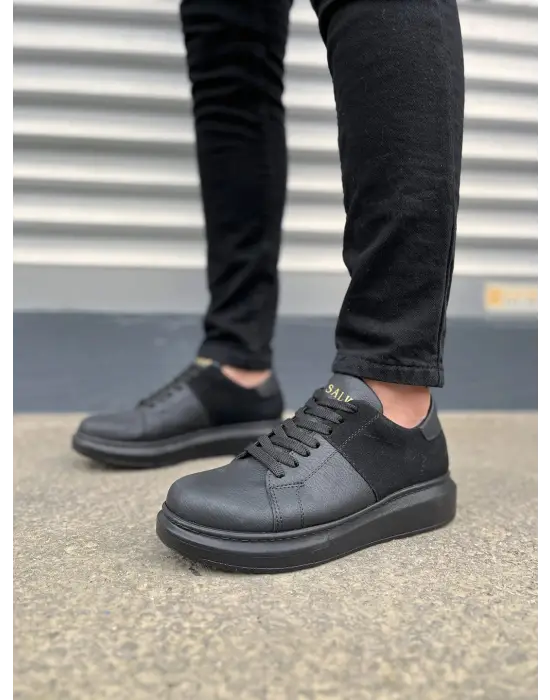 Tb151 Boost Bağcıklı Cilt Süet Erkek Günlük Sneaker Ayakkabı Csst - Siyah