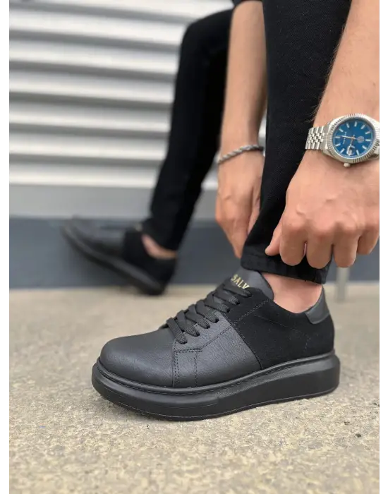 Tb151 Boost Bağcıklı Cilt Süet Erkek Günlük Sneaker Ayakkabı Csst - Siyah