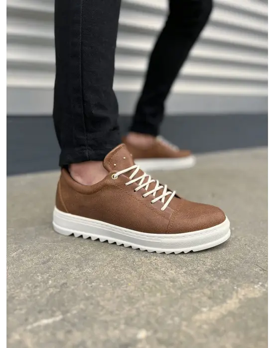 Tb152 Cool Bağcıklı Cilt Erkek Günlük Spor Klasik Ayakkabı Cbt - Taba