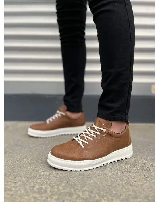 Tb152 Cool Bağcıklı Cilt Erkek Günlük Spor Klasik Ayakkabı Cbt - Taba