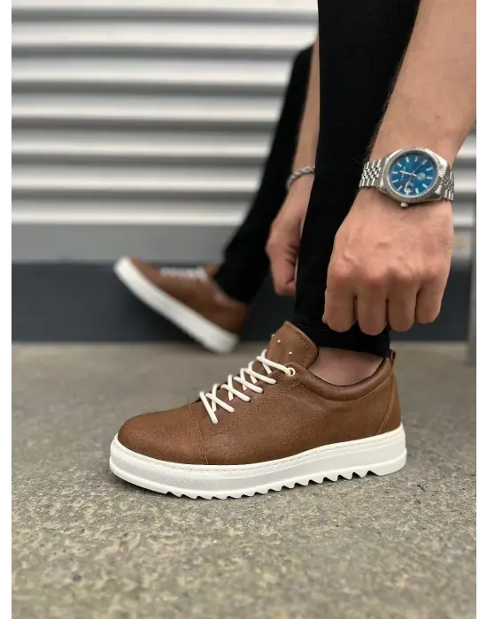 Tb152 Cool Bağcıklı Cilt Erkek Günlük Spor Klasik Ayakkabı Cbt - Taba