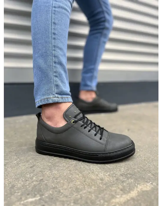 Tb152 Cool Bağcıklı Cilt Erkek Günlük Spor Klasik Ayakkabı Cst - Füme